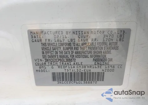 2016 Nissan Versa Note Sv from USA, damaged, VIN 3N1CE2CP6GL388872